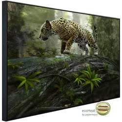 PAPERMOON Infrarotheizung "Jaguar auf der Suche", bunt (kunstmotiv im aluminiumrahmen), B/H/T: 60cm x 60cm x 3cm, 350 W, Heizkörper, sehr angenehme Strahlungswärme
