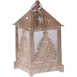 Laterne Led Carved Wood 6,5X6,5X12Cm - Es wird ein zufälliges Modell versendet.