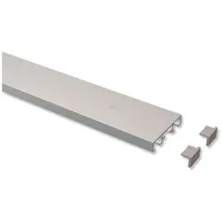 Interdeco Gardinenschienen vorgebohrt Silber-Grau 2-läufige Vorhangschienen aus Aluminium, Primax,