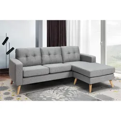 Ecksofa - Ecke wechselbar - Stoff - Grau meliert - BARTOLOME