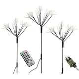 MARELIDA LED Gartenstecker Feuerwerk Firework Fernb. Leuchtstäbe 3er Set schwarz