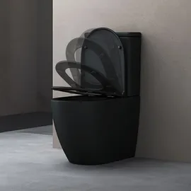doporro Stand-WC mit WC-Sitz Schwarz matt