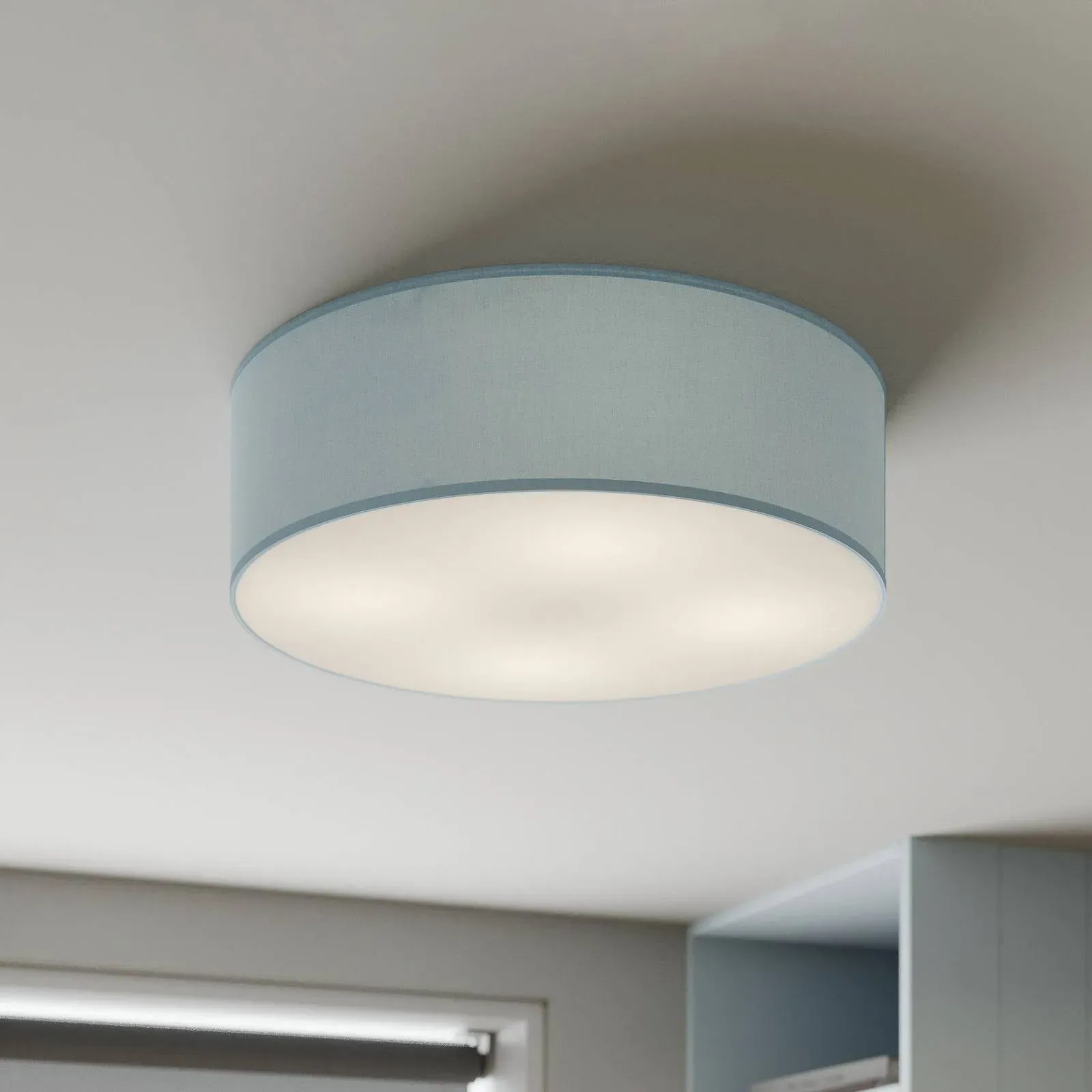Deckenlampe Rondo TK Lighting, dimmbar, blau, für Schlafzimmer, Textil / Stoff / Seide, Modern, Deckenlampe - 45 cm - 45 cm - 13 cm