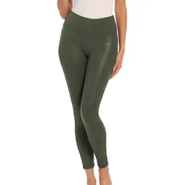 Magic Bodyfashion Leather Look Legging schmal Dunkelgrün XXL