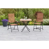 MERXX Balkonset Schlossgarten, (Set, 1 Klapptisch mit 2 Klappsesseln), 2 Klappsessel mit Klapptisch braun