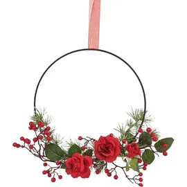 2474U Dekoring Rosen Rot 33 cm Ø FESTIVE RED WINTER - Rot/Grün