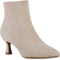 Stiefelparadies Damen Klassische Stiefeletten in Beige Velours,