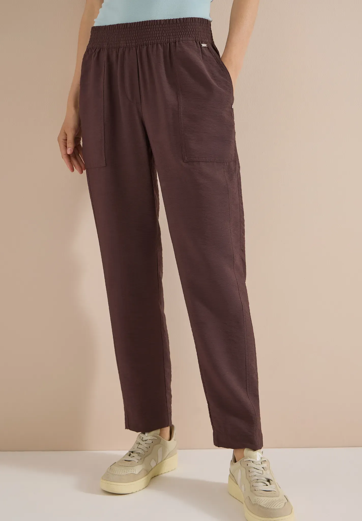 Stoffhose CECIL, Damen, Gr. M, Länge 28, braun cacao, Stoff, 85% Viskose, 15% Polyamid, unifarben, slim fit knöchelfrei, Hosen Stoffhose, im Loose Fit