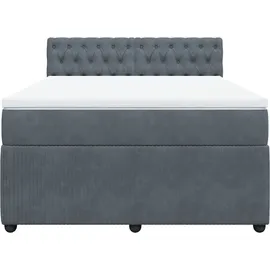 vidaXL Boxspringbett mit Matratze Dunkelgrau 140x200 cm Samt