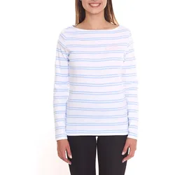 DELMAO Damen Langarm-Shirt gestreiftes Baumwoll-Sweatshirt 85025237 Blau/Weiß