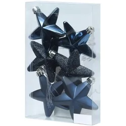 Christbaumschmuck Weihnachtsbaumschmuck Sterne bruchfest blau 6St.