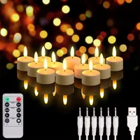 12er-Set Akku-LED-Teelichter mit realistischer Flamme & Fernbedienung