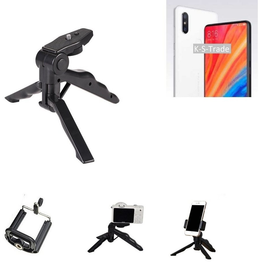 K-S-Trade für Xiaomi Mi Mix 2S Smartphone-Halterung, (Stativ Tisch-Ständer Dreibein Handy-Stativ Ständer Mini-Stativ) schwarz