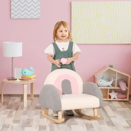 Homcom Kindersofa Schaukelstuhl für Kleinkinder Kindercouch Eukalyptusholz