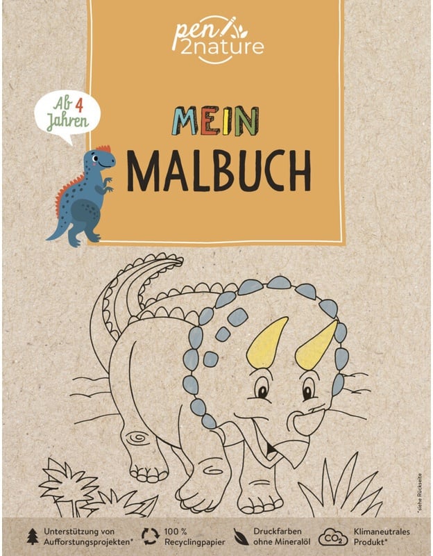 Mein Malbuch Dinosaurier. Umweltfreundliches Malen Für Kinder Ab 4 Jahren - pen2nature, Kartoniert (TB)