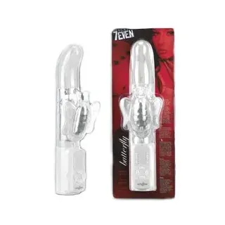 Lucky 7even Butterfly Vibrator klar White 26cm Stimulator Perlenvibrator