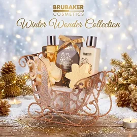 Brubaker Cosmetics 6-teilig Pflegeset - Winter Wonder - Beauty Geschenkset mit Vanille Duft - inkl. Glitzer Schlitten Gold