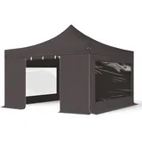 TOOLPORT 4x4m Aluminium Faltpavillon Alu 40mm, Seitenteile, dunkelgrau