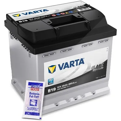 Varta Starterbatterie Black Dynamic B19 45Ah 400A + 10g Pol-Fett [Hersteller-Nr. 5454120403122] für Abarth, Alfa Romeo, Autobianchi, Barkas, BMW, Citr