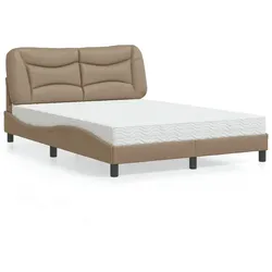 Bett mit Matratze 140x200 cm in Cappuccino-Braun – Eleganz und Komfort vereint