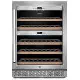 CASO Design CASO WineChef Pro 40 Weinkühlschrank für 40 Flaschen | freistehend, umbauffähig, abschließbar, WiFi-App, 2 Zonen, 5-20°C, UV-Filterglas, Edelstahl