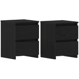 vidaXL Nachttisch 2 Stk Schwarz Eichen-Optik 30 x 30 x 40 cm
