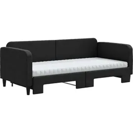 vidaXL Tagesbett Ausziehbar mit Matratzen Schwarz 90x190 cm Stoff