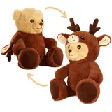 brubies Teddy Hirsch - 25 cm Teddybär im Hirschkostüm mit Kapuze - Plüschtier für kuschelige Abenteuer - Kuscheltier Geschenk für Kinder