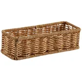 Rattan-Imitat-Korb, Aufbewahrungskorb, Rattan-Waschtischtablett für das Badezimmer, multifunktional, lang und schmal, dekorativ, rechteckig für Küche und Bad Organizer Deko, S