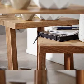 FineBuy 2er Set Beistelltisch Massivholz Wohnzimmer-Tisch Nachttisch Satztisch