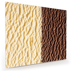 Primedeco Glasbild Wandbild Schokoladen und Vanilleeis mit Aufhängung, Süsses braun 60 cm x 50 cm