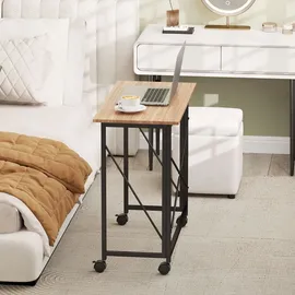 Homcom Schreibtisch Klappbar Kleiner 80 cm Klappschreibtisch mit Rollen Platzsparend Computertisch für Home Office, Eiche - Braun/Schwarz