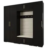 ABIKS MÖBEL Kompaktgarderobe INOVA 3 SATZ 8 Möbelset, Garderobe mit Kleiderstange und Regalen schwarz