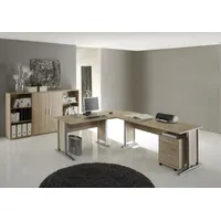 Winkelschreibtisch Schreibtisch OFFICE LINE mit Highboard in Eiche Sonoma