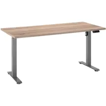 Stella Trading Xora Schreibtisch Sonoma Eiche Holzwerkstoff, Kufe, 77x75-118x160 cm, höhenverstellbar, Kabeldurchlass, Memoryschalter, Arbeitszimmer, Schreibtische, Bürotische