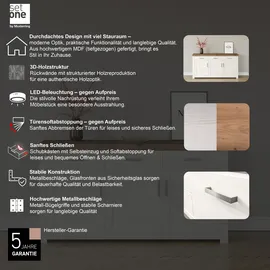 Set One by Musterring Sideboard "York", weiß, B:184cm H:95cm T:51cm, SET ONE BY MUSTERRING, Sideboards, Sideboard, Typ 52, in 3 Farbvarianten, Landhaus-Stil, B 184 x H 95 cm