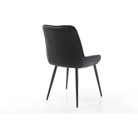 DeLife Esszimmerstuhl Taimi-Flex Echt-Leder Schwarz 4-Fuß konisch Schwarz