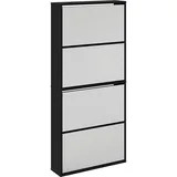 vidaXL Schuhschrank mit Spiegel 63 x 134 x 17 cm 4 Fächer schwarz