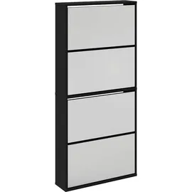 vidaXL Schuhschrank mit Spiegel 63 x 134 x 17 cm 4 Fächer schwarz