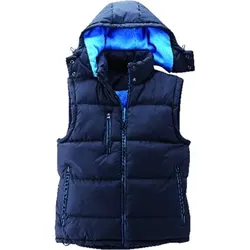 Steppweste wattiert, schwarz, Größe XXXL - schwarz/blau - XXXL