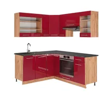 Vicco Eckküche, Fame-Line, 160 x 190 cm, AP Anthrazit, Bordeaux Eiche Wotan, Holzwerkstoff, L-Form,L-Form, 160x82x190 Küchen, Eckküchen, Eckküchen ohne Geräte