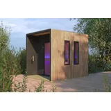Karibu Saunahaus Außensauna Gartensauna Laguna Douglasie mit Schattennut Ofen 9 kW  externe Strg easy 73mm Elemente 220x288x244 cm