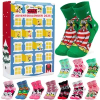 Get Trend Disney Minnie Mouse Socken Adventskalender Mädchen 2025, 24 Paar, 27-32, Countdown Advent Weihnachten Kalender, Geschenke für Kinder (Multi Minnie)