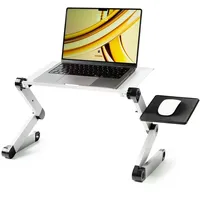 InnovaGoods - Einstellbarer Laptop-Tisch, Aluminium, Flexibel, Multiposition, Multifunktion, mit Lüftungsöffnungen und Zusätzliche Ablage für die Maus, 360 Grad drehbar, Silber