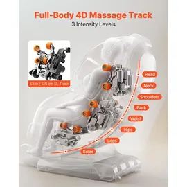 Vevor Massagesessel 4D-Zero-Gravity 73 x 112 x 155 cm Schwarz mit Ausziehbarer Fußstütze