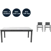 Home Deluxe Gartenmöbel-Set Calido Madera 3-tlg. Anthrazit mit Ausziehtisch