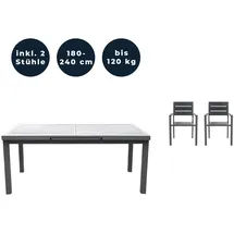 Home Deluxe Gartenmöbel-Set Calido Madera 3-tlg. Anthrazit mit Ausziehtisch