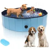 Gimisgu Hundepool 160 x 30 cm, Faltbarer Haustierpool für Hunde und Katzen, rutschfeste PVC Hundebadewanne, Robustes Planschbecken für Garten, Terrasse und Badezimmer
