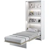 Schrankbett Bed Concept, Wandklappbett mit Lattenrost, V-Bett, Wandbett Bettschrank Schrank mit integriertem Klappbett Funktionsbett (BC-03, 90 x 200 cm, Weiß/Weiß, Vertical)