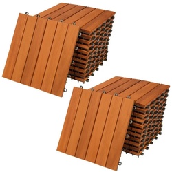 Casaria Holzfliesen 22x Akazie, Terrassenfliesen 1-6m2 Balkon Garten Klicksystem Verschiedene Muster braun